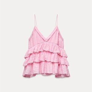NWT - Zara pink ruffle top